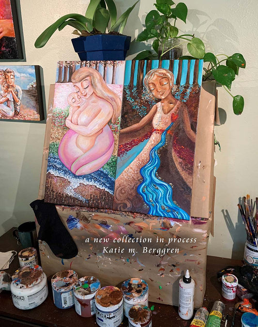 painting on canvas, kmberggren art, progress of paintings, creating a new collection, paintings of women, paintings of mothers, inspirational paintings for women, motivational paintings of women, plus size painting of woman, art with plus size woman