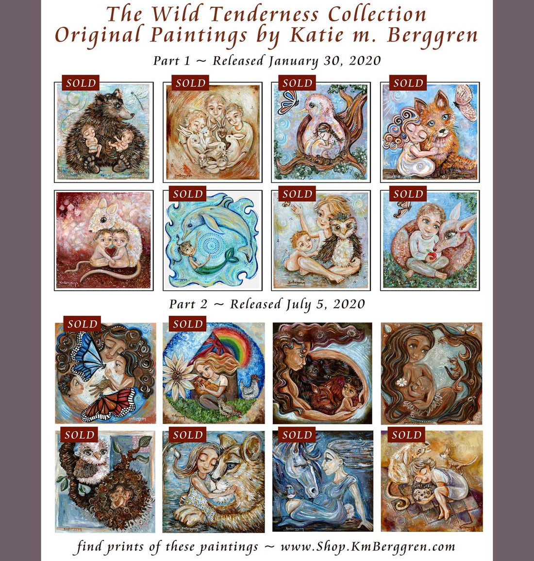 Wild Tenderness babies and animals wall art