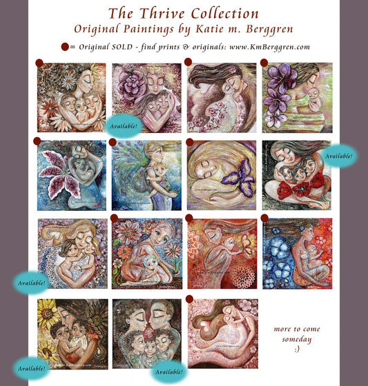 collection of thrive paintings by KmBerggren, flowers and motherhood