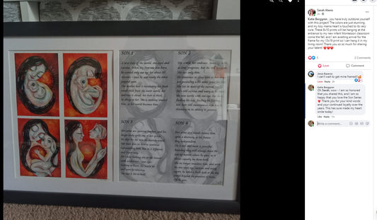 paintings of mom and son, images of mother with son, frameable art for mom of boys