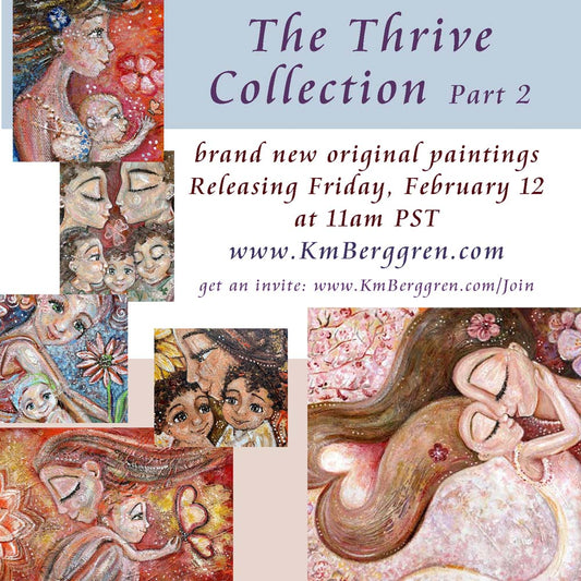 flowering mother and child art gifts, gardening with children artwork