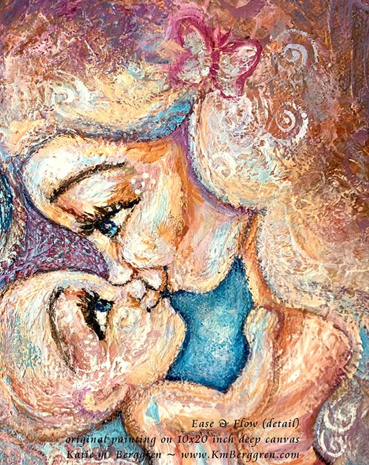 paintings of women, art of business, business of art, inspirational paintings for women, mother and child paintings, butterfly paintings, inner child paintings, mother kissing child artwork, mom and baby art print
