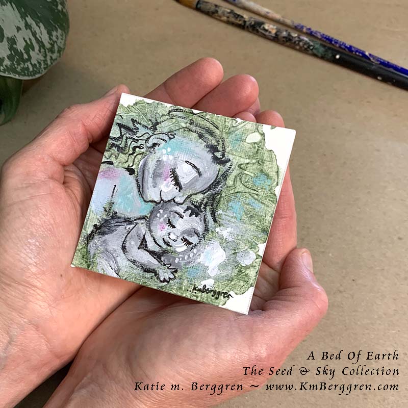►SOLD◄ A Bed Of Earth - Original Miniature Fine Art Painting on Paper
