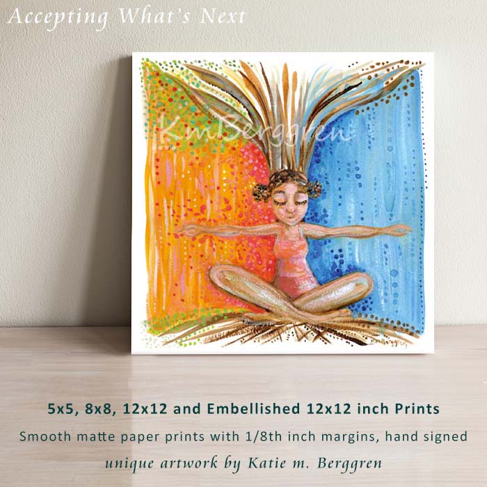 A solitary and confident woman leaning against a tree art print. Confident woman yoga pose beneath a tree. Warm and cool weather art, spring and winter art, finding hope, hopeful art print for women, strong girl art. Rain & Sunshine art.