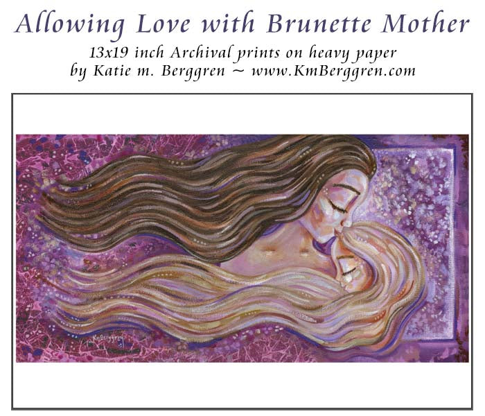 blonde mother blonde daughter, blond long flowing hair, brunette mother with daughter, blonde daughter and brown haired mother, daughter art, painting of mom and girl, big sister little sister artwork mother daughter painting, mother and daughter artwork, mother and girl art, kmberggren, km berggren