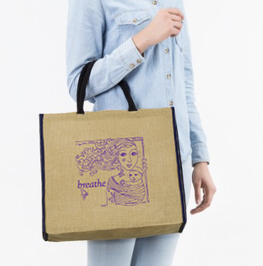 Jute Tote Bag ~ Breathe ♥