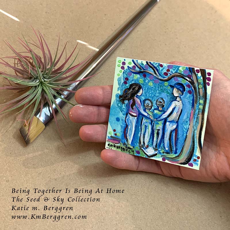 ►SOLD◄ Being Together is Being at Home - Original Miniature Fine Art Painting on Paper