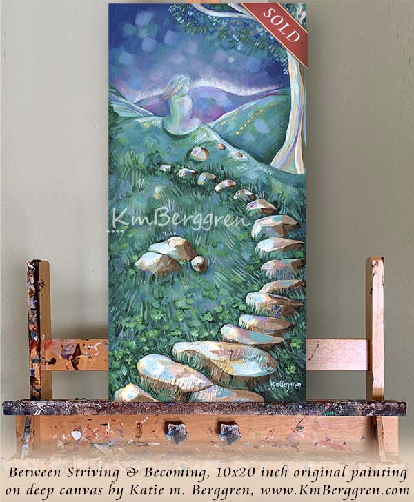 SOLD ♥ Between Striving & Becoming - Original 10x20 Woman With Stone Steps
