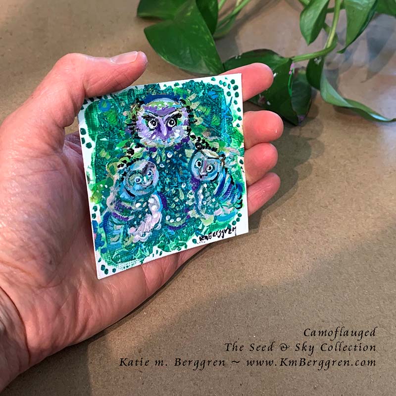 ►SOLD◄ Camouflaged - Original Miniature Fine Art Painting on Paper