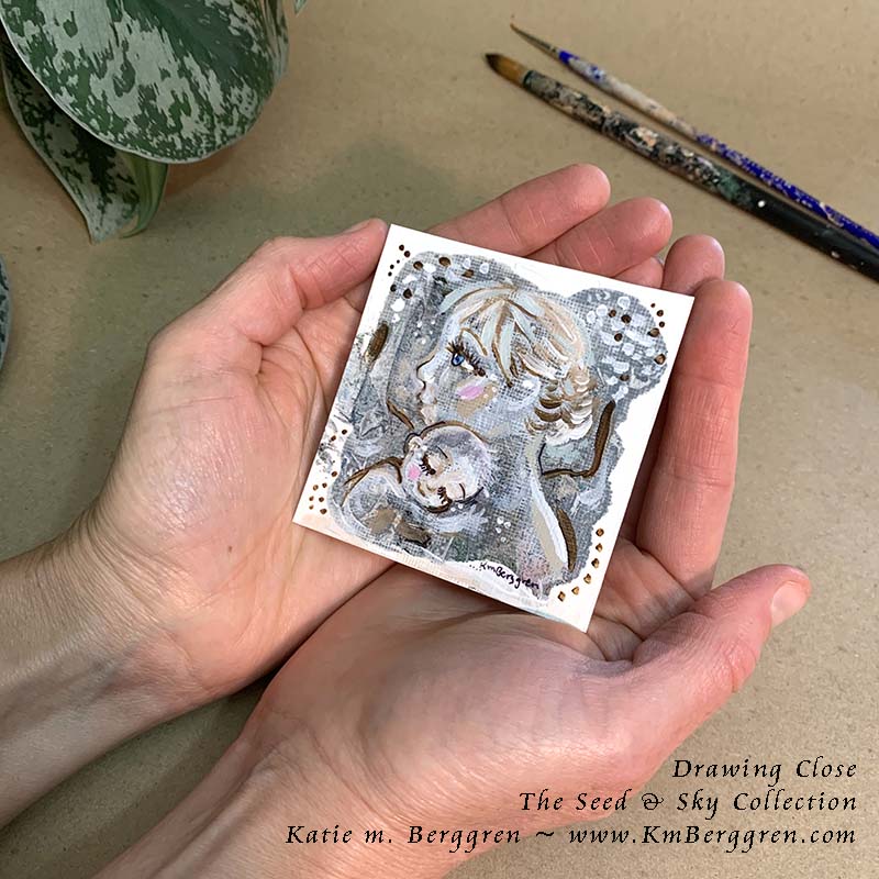 ►SOLD◄ Drawing Close - Original Miniature Fine Art Painting on Paper