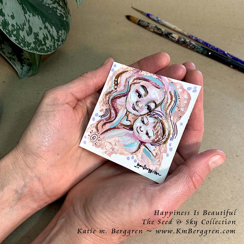 ►SOLD◄ Happiness Is Beautiful - Original Miniature Fine Art Painting on Paper