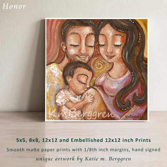 Honor - Mother & Father with Child & Pregnant Belly Art Print
