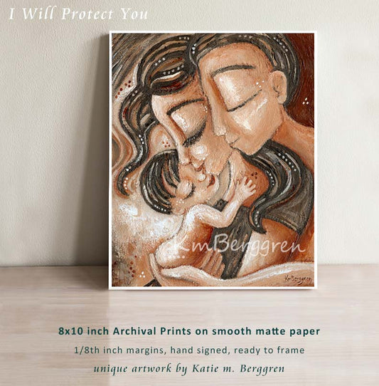 I Will Protect You - Daddy, Mommy & New Baby Sleep Art Print