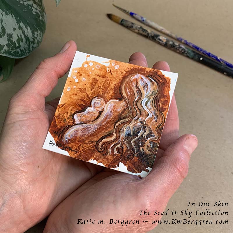 ►SOLD◄ In Our Skin - Original Miniature Fine Art Painting on Paper