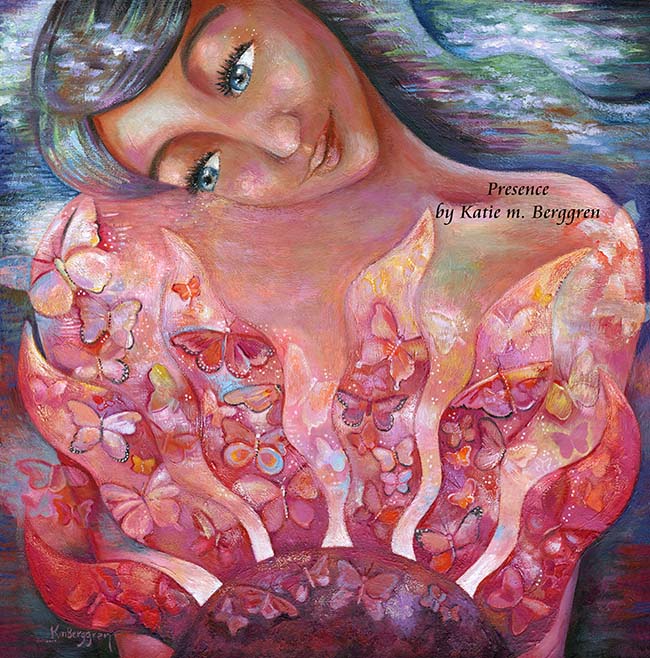 woman painting, art inspired by stoicism, art inspired by Seneca, david fideler, breakfast with seneca art, sunshine artwork, painting of the sun, blue eyed woman painting, butterfly painting, clouds blue sky painting, warm magenta sun art, warm art