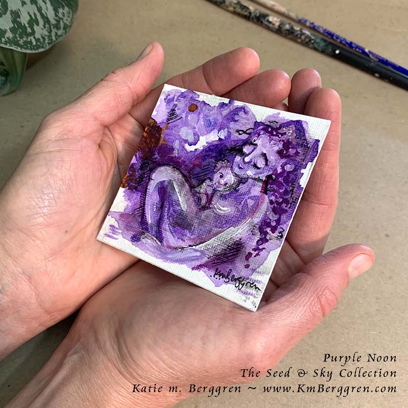 ►SOLD◄ Purple Noon - Original Miniature Fine Art Painting on Paper