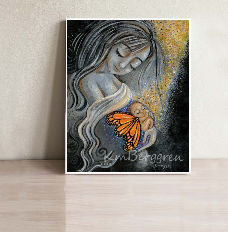 Stunning Mom Winged Baby in Womb Art KmBerggren – KmBerggren