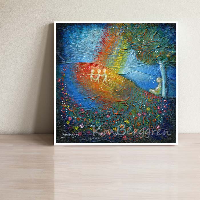 Reverie & Longing - Mom, 3 Kids Rainbow Art Print