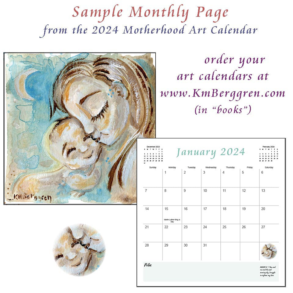 mother and child art calendar, keepsake calendar 2024, mom planner, calendar for moms, art calendar of mom and baby, pregnancy calendar, mom art planner, mother and child artwork on calendar, colorful art calendar, inspirational calendar, painting calendar, wall calendar art, frameable calendar 2024, kmberggren calendar, kim berggren art calendar, inexpensive gifts for moms, girlfriend gift, mom gifts, gifts under 25 for women