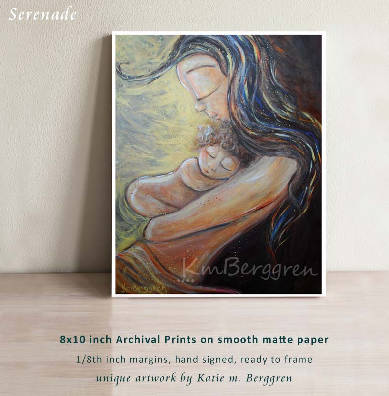 Serenade - Singing To Curly Baby Art Print