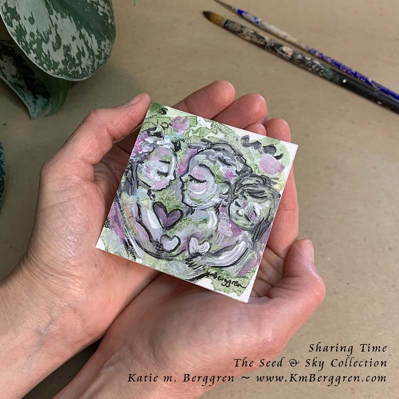 ►SOLD◄ Sharing Time - Original Miniature Fine Art Painting on Paper
