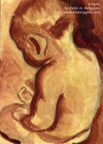 Simple - Naked Baby Warm Art Print
