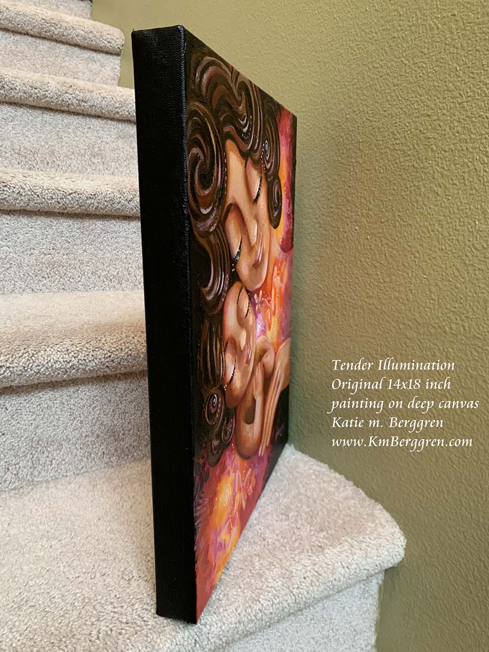 warm mother and daughter art, mom and daughter painting, butterfly painting, motherhood and butterfly painting, orange red magenta butterfly, brown haired mother and daughter, mexican mother and daughter art, art for charity, the hope effect, joshua becker charity, artwork to benefit families