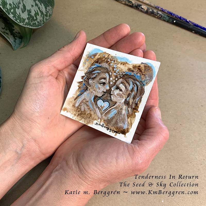 ►ONE AVAILABLE◄ Tenderness In Return - Original Miniature Fine Art Painting on Paper