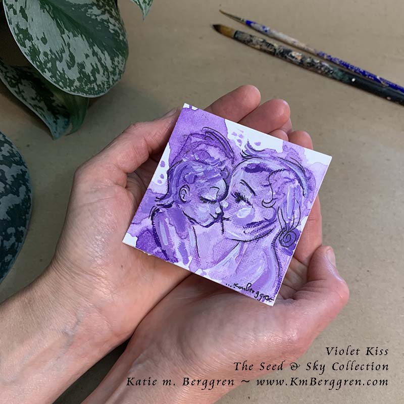 ►SOLD◄ Violet Kiss - Original Miniature Fine Art Painting on Paper