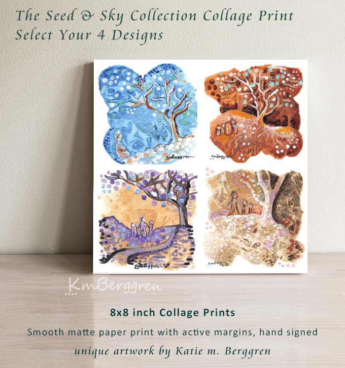 bright vivid paintings for women, inspirational art for girls, collage of colorful mini paintings, frameable miniature art print, brilliant wall decor to inspire women