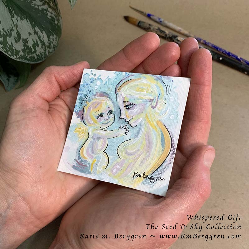 ►SOLD◄ Whispered Gift - Original Miniature Fine Art Painting on Paper