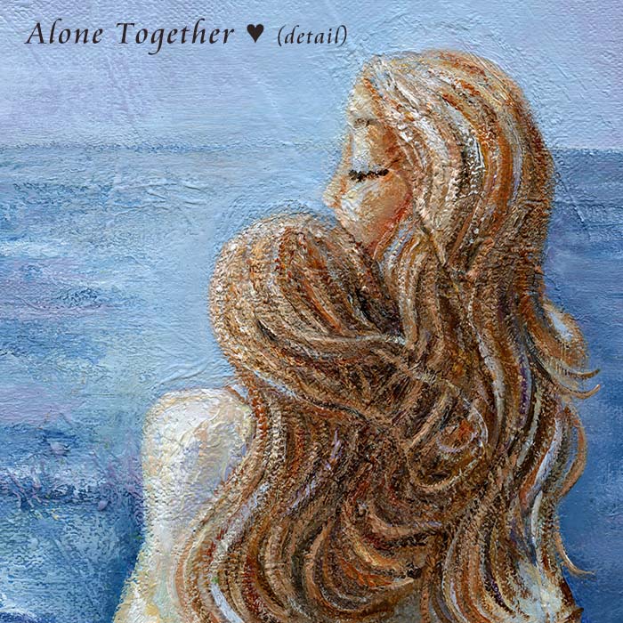 mother and daughter art, mother child painting, mother daughter painting, painting of mom and girl, mom and little girl painting, mom and little girl artwork, mommy and daughter, mother daughter painting, gift for grown daughter, gift for mother from grown daughter, original artwork on canvas, painting of women at the sea, women overlooking ocean, purple blue green painting, peaceful artwork, peaceful woman painting, peaceful daughter, sisters at the beach, sister painting, big and little sister