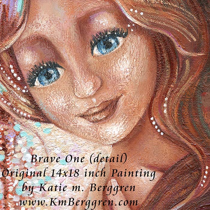 a gorgeous young woman with blue eyes and a hummingbird, painting of a beautiful woman with her hand on her heart, woman in the woods, sparkly whimsical painting, blue eyed daughter art, blonde hair blue eyes painting, km berggren, kmberggren, katiemberggren, paintings of women
