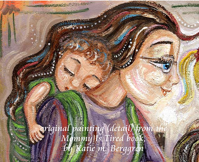grocery shopping with children art, mother of 4 painting, shopping cart painting, riding on grocery cart art, mommy is tired painting, art from a storybook, published artwork, lisa morris author, lisa aloi morris mommy is tired, illustrated book art, illustrations and book, free book with purchase, kmberggren, km berggren book illustrations