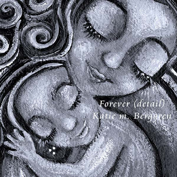 black and white Original 8x12 inch painting on heavy paper www.KmBerggren.com, black and white painting of mother and child, mom and baby art print, mother daughter original painting