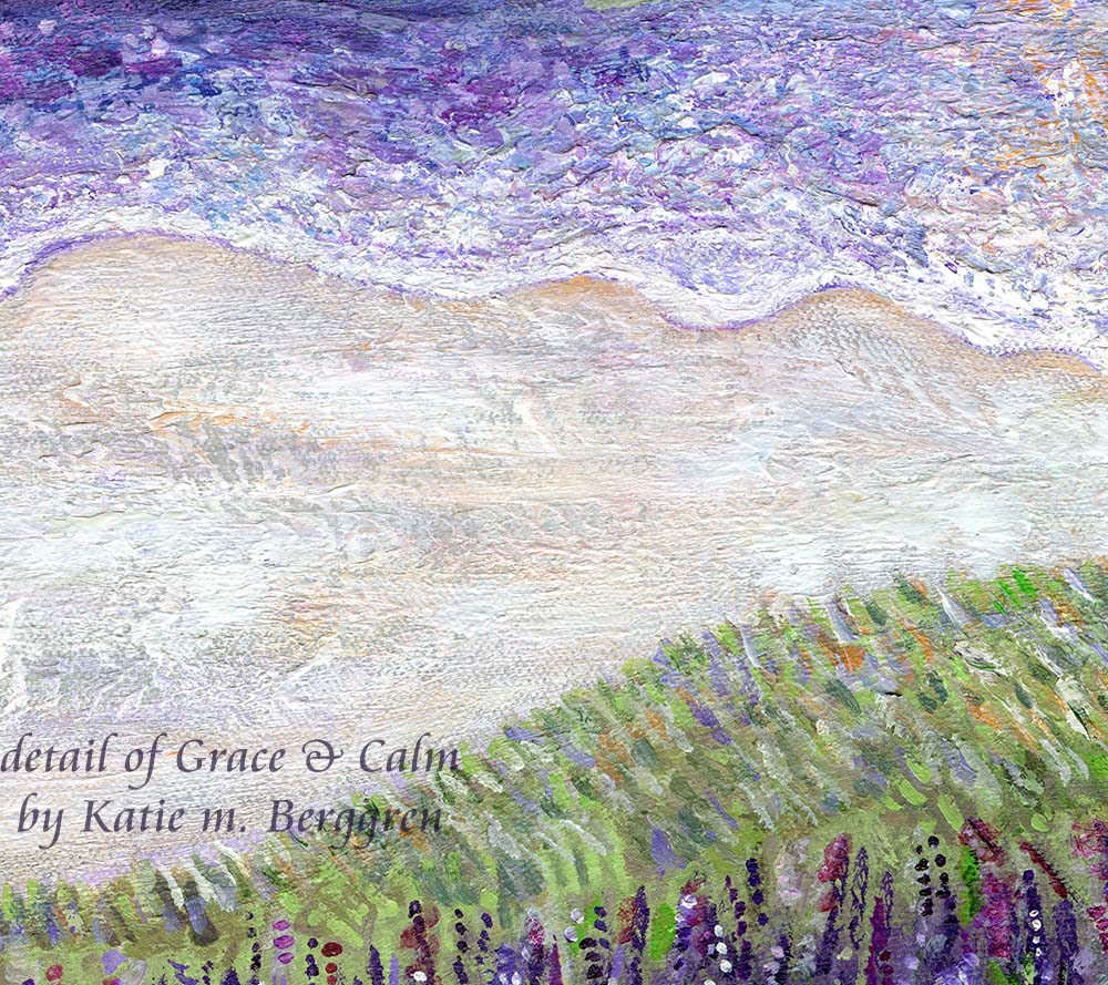 Woman Overlooking Purple Sea & White Sand Beach Art Print