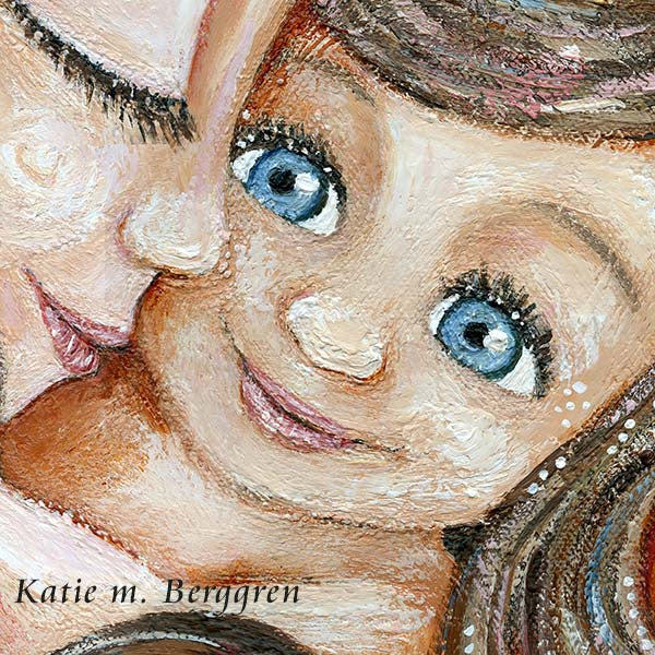 Personalized Wall Art for moms, Mother daughter gifts, little girl and mother with pink hydrangea flowers around them