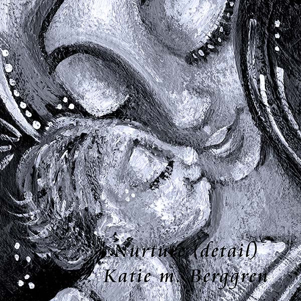 An 8x12 inch ORIGINAL black and white mother and baby painting on heavy 185 lb paper stock, mother and child black and white artwork, black and white painting of mom and baby, black and white paintings of women, bird and baby artwork, new baby gift, new baby artwork in black and white