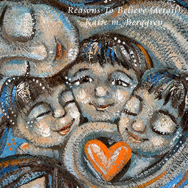 asian mother and three kids, korean american family art, asian american mother painting, asian american children, korean children art, painting of korean family, painting of asian american family, siblings art, brother sister art, blue and orange art, motherhood paintings, 2 mothers six kids, mother of 3, mother of 6, paintings of women, paintings of family