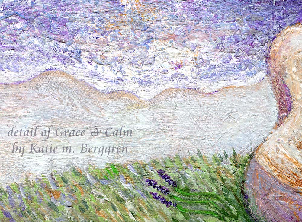 Woman Overlooking Purple Sea & White Sand Beach Art Print