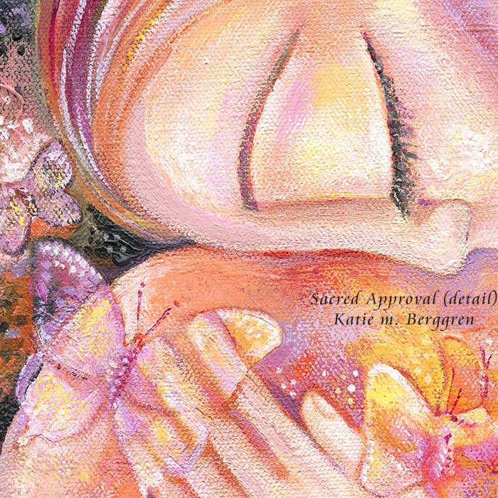 painting of woman with butterflies in her heart, self love artwork, painting of woman with pink hair, pink and yellow butterflies, orange butterfly artwork, painting of self love, painting for strong woman, self-healing artwork, art therapy for women