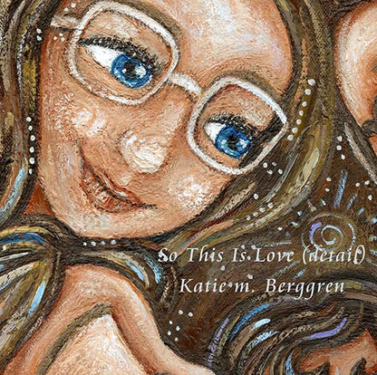 brunette mother with blonde highlights and 3 daughters, nursing third daughter, mom and daughter with glasses, mother of 3 artwork, mother of 2 girls and one son artwork, kmberggren