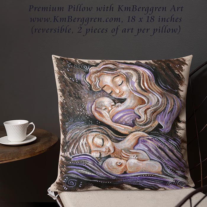 home decor with art, motherhood art pillow, lactation room pillow decor, nursing room decoration, making a nursing room comfortable, making a lactation room welcoming, painting on pillow, mother child art pillow, woman art pillow, home decoration for babys room, home decor for women, modern art on pillow, figurative art on pillow, inspirational decor for women, womans house decoration, single mom new house art, single mom new apartment decor, gift for new mom, gift for newly single mom, washable art pillow