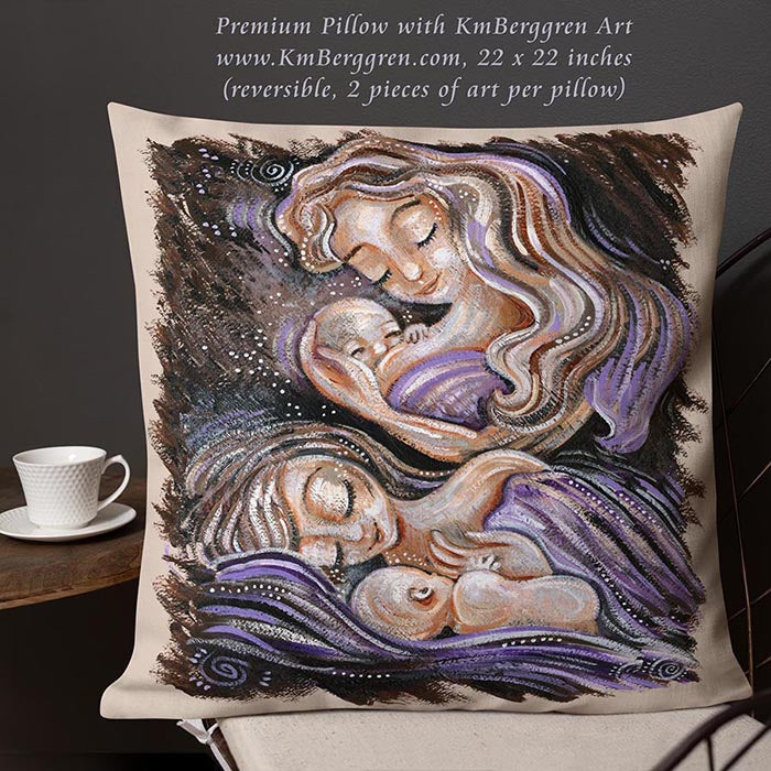 home decor with art, motherhood art pillow, lactation room pillow decor, nursing room decoration, making a nursing room comfortable, making a lactation room welcoming, painting on pillow, mother child art pillow, woman art pillow, home decoration for babys room, home decor for women, modern art on pillow, figurative art on pillow, inspirational decor for women, womans house decoration, single mom new house art, single mom new apartment decor, gift for new mom, gift for newly single mom, washable art pillow