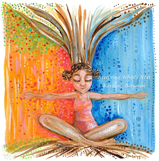 A solitary and confident woman leaning against a tree art print. Confident woman yoga pose beneath a tree. Warm and cool weather art, spring and winter art, finding hope, hopeful art print for women, strong girl art. Rain & Sunshine art. 
