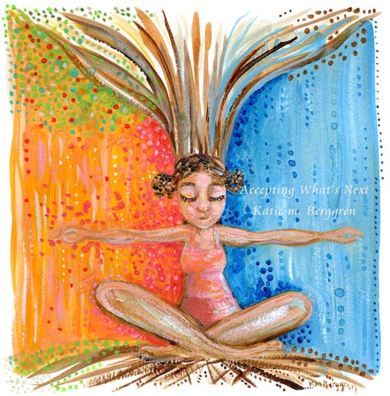 A solitary and confident woman leaning against a tree art print. Confident woman yoga pose beneath a tree. Warm and cool weather art, spring and winter art, finding hope, hopeful art print for women, strong girl art. Rain & Sunshine art.