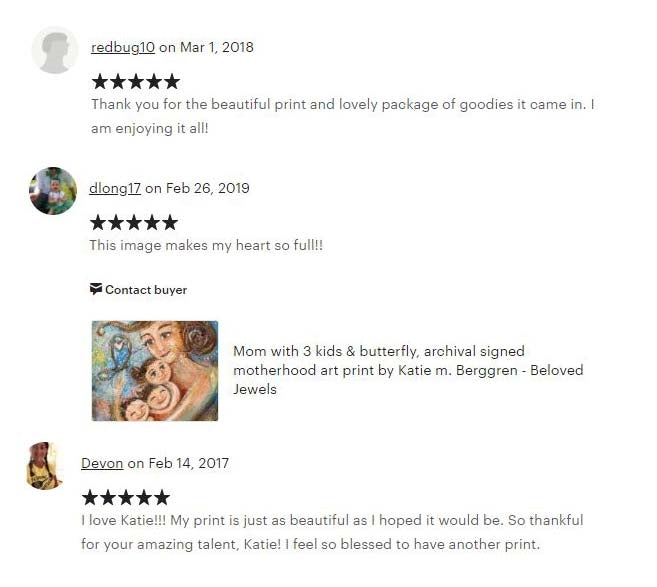 testimonial for kmberggren art print of mom with three kids and butterfly