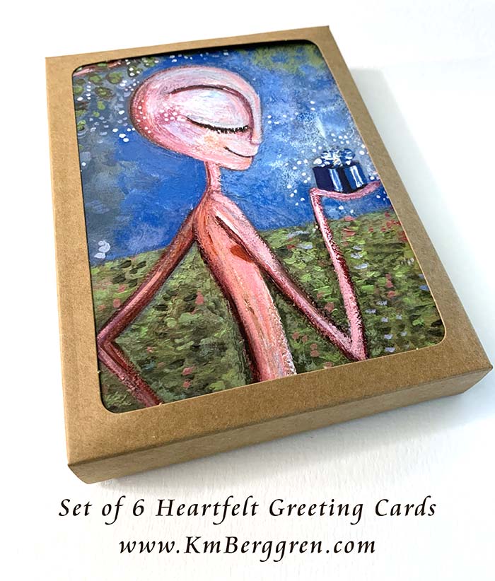 heartfelt greeting cards, mini art cards, note gift cards, note cards, gift cards, sentimental greeting card, heartfelt greeting card, send to someone who is sad, card for someone who is hurting, card for an old friend, silent story cards, kmberggren silent story, a silent story, wordless art book, companion cards, friendship cards