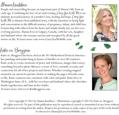 about the artist and author page from the Carry You With Me storybook