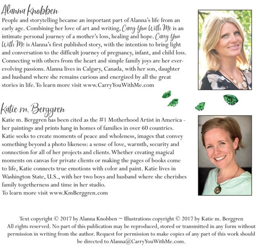 about the artist and author page from the Carry You With Me storybook